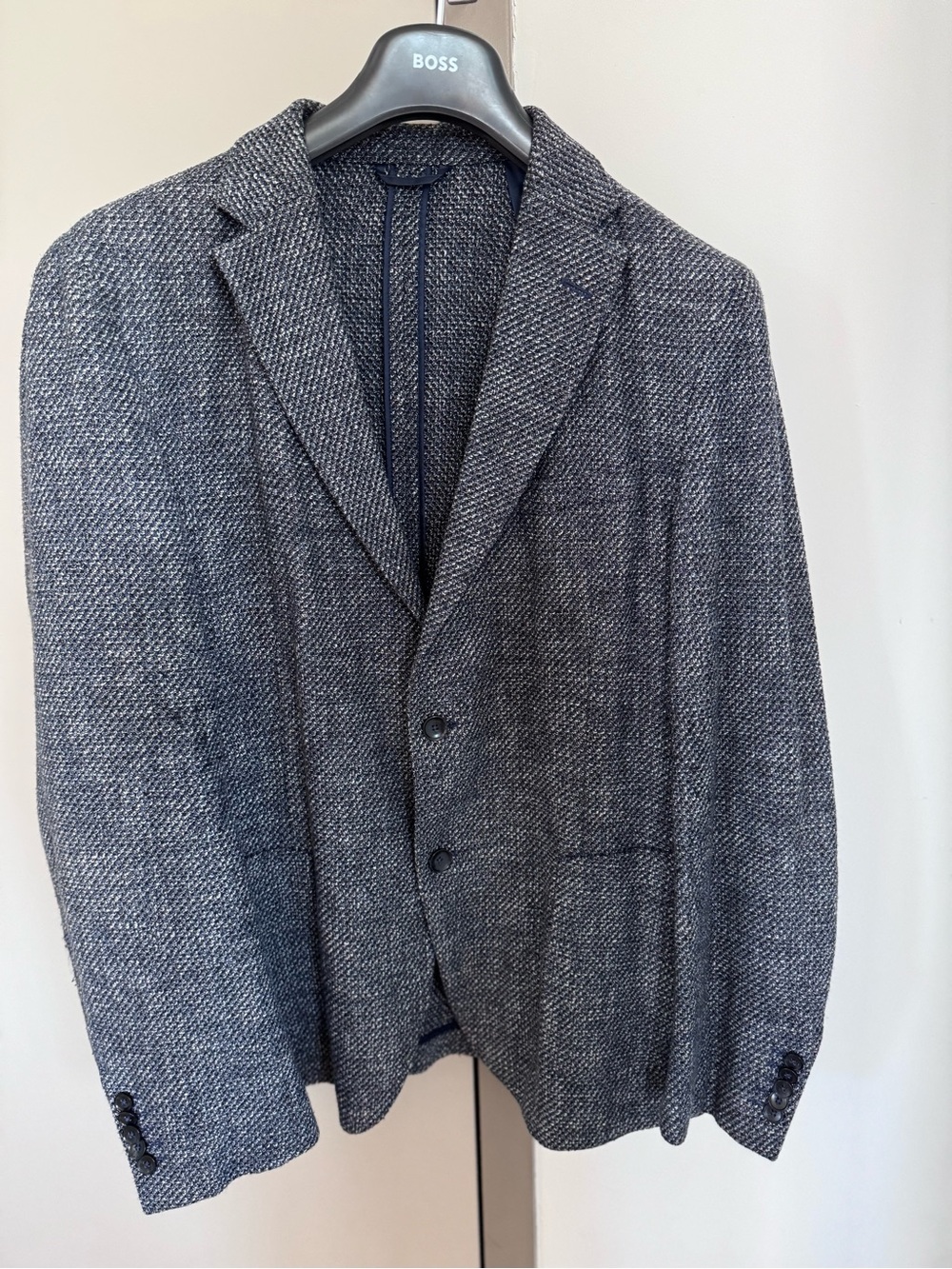 Hugo Boss Navy-Gray Textured Wool Sport Coat
